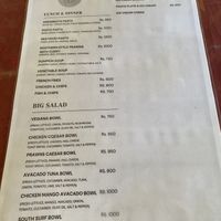 Menükarte  at Chill Out in Ahangama