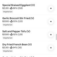 Vegetarian menu   at Chinese Dumpling Master in Newtown