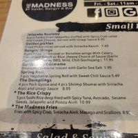 Golden pickles, plain fries and spring rolls are cooked in shared fryer but are vegan ingredients  as well as garlic edemame at The Madness in Asheville