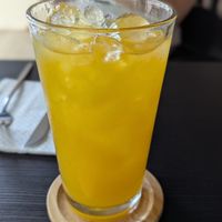Fresh passion fruit juice at Paradoja Plantbased in San Juan