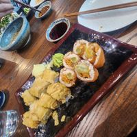 Crunchy cabbage and cowgirl roll at Blue Sushi Sake Grill in Fort Worth