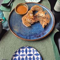 (half-eaten) fried gyoza at Kanuti Ramen Bar in Tallinn