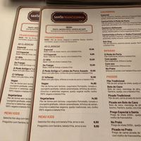 Menu at Santa Francesinha  in Lisbon