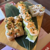 Vegan, sushi. zalmon roll, crispy rice and New York vegan roll   at Daruma Sushi - Rione Monti  in Rome