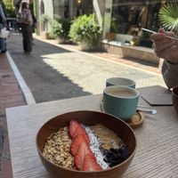Oat and matcha latte with açai bowls  at Kafein Coffee & Kitchen in Marbella