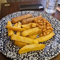 Children's vegan sausage, beans and chips at The Four Candles - JD Wetherspoon in Oxford