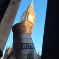 Vegan sausage roll at Westminster 😍😊 at Greggs - Bridge St in South West London