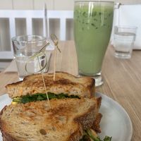 Vegan Morning Sammie & Matcha Lattee  at The National in Tucson