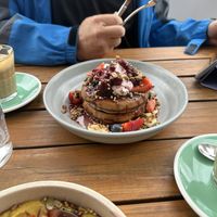 Banana pancakes. Refined sugar free and gluten free   at Green Tree Cafe in Elsternwick