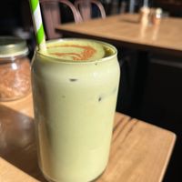 Almond iced matcha at Green Tree Cafe in Elsternwick
