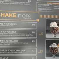 Vegan shake listing on the menuu  at Drafts Burger Bar in Park City