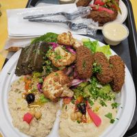 Mazzat veggie plate and extra side of falafel at Gyro Sababa  in Shoreline