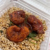 Cajun Shrimp & Rice with spinach  #Veganuary at Soul Veg City in Chicago