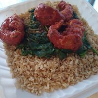 Shrimp platter at Soul Veg City in Chicago