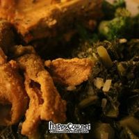 Dinner Plate - Battered Tofu, Greens, Broccoli at Soul Veg City in Chicago