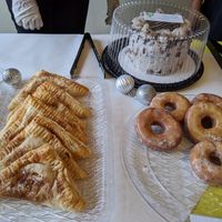 German chocolate cake, glazed donuts, apple turnover at Soul Veg City in Chicago