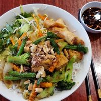 Vermicelli salad with vegetable spring rolls at Thanh Vinh in Footscray