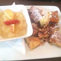 Traditional German dessert vegan style (like a fried doughnut) at Bodhi in Munich