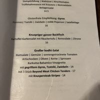 Menu   at Bodhi in Munich