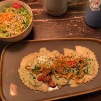 I think this was the pierogies or at least something similar. It was fantastic!! at Bodhi in Munich