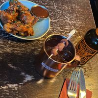 Buffalo wings and raspberry mule  at Bodhi in Munich