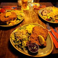 Schnitzel mit Kartoffelsalat/ Pommes und ein Gyros Teller. 😋 at Bodhi in Munich