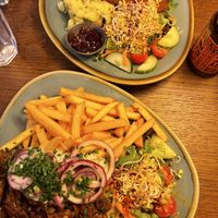 Gyros - GF (lower) Schnitzel (upper)  at Bodhi in Munich
