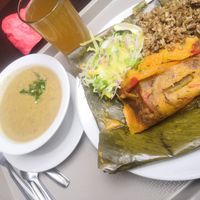 Tamales for lunch at La Casona Vegetariana in Cali