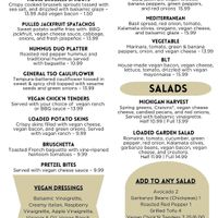 Vegan menu  at TRIO in Goodrich