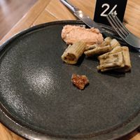 Sides! Pesto pasta and tomato hummus at Gustav Kitchen & Bar in Rovaniemi