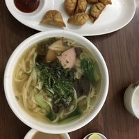 Roast dumplings (I believe they’re baked? Not oily and a bit dry) and the noodle soup.  at Maitreya Healthy Vegetarian Restaurant in Phnom Penh