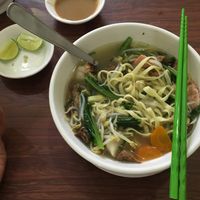 Noodle dumpling soup at Maitreya Healthy Vegetarian Restaurant in Phnom Penh