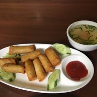 Fried spring rolls at Maitreya Healthy Vegetarian Restaurant in Phnom Penh