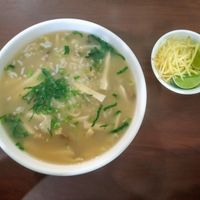 Rice porridge (served with ginger and lime) at Maitreya Healthy Vegetarian Restaurant in Phnom Penh