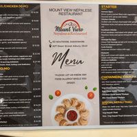 Menu at Mount View Nepalese Resturant in Albury