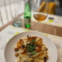 Pasta carbonara at BioMania Bistro in Zagreb