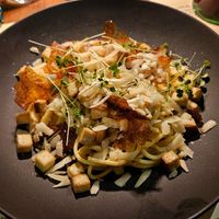 Spaghetti carbonara at BioMania Bistro in Zagreb