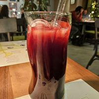 Sour cherry cocktail at BioMania Bistro in Zagreb