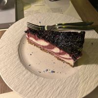 Blueberry and lemon tart  at BioMania Bistro in Zagreb