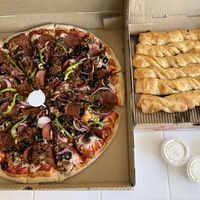 Supreme pizza, breadsticks and ranch   at Patty's Pizza Shack in Elk Grove