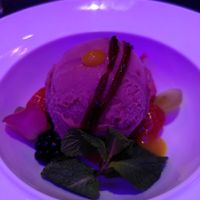 Raspberry sorbet at Umami in Maastricht
