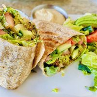 Falafel wrap plate w/ side of hummus  at Panini Cafe in Woodland Hills