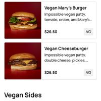 Vegan burger   at Mary's in Newtown