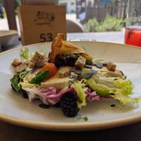 Vegan salad with tofu. at Kuppelwies in Bolzano
