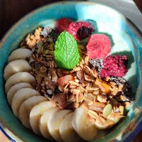 blue smoothie bowl at Kiri Kopi in Ella