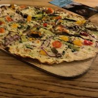 Veganer Flammkuche mit Grillgemüse  at Cafe Chaos in Darmstadt