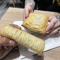 Vegan sausage roll and a vegan pasty!  at Greggs - 421 Strand in London