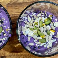 Smoothie with oats and seeds.  at Finca San Pedro in Barichara