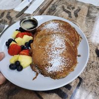 Chocolate chip pancakes at Island Naturals Cafe in Seven Mile Beach
