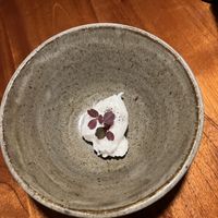 Coconut ice cream with black salt  at Quiltro in Antigua